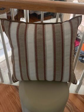 Threshold Striped Accent Pillow in Cream, olive brown and Burgundy McGee